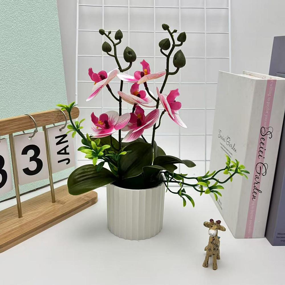 Fake Butterfly Orchid Flower With Pot For Indoor Home Decor And Greenery Enhancement