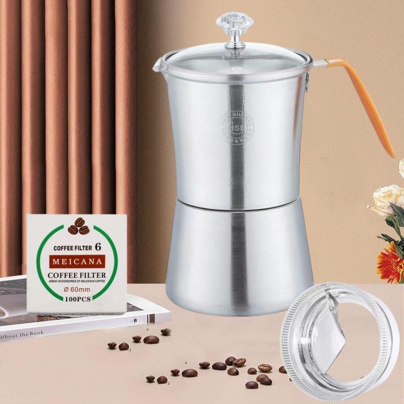 Итальянская гейзерная кофеварка из нержавеющей стали 304 - Кофеварка для эспрессо и капельного кофе под высоким давлением