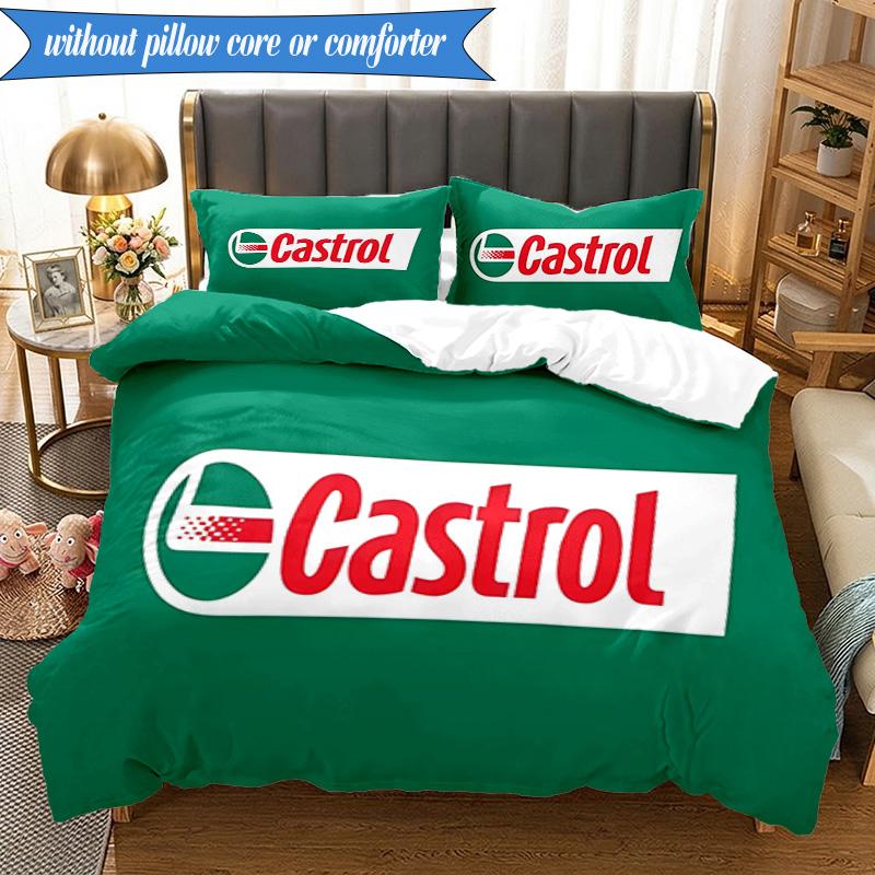 3PCS Castrol Printed Bedding Set For Bedroom dormitory,  Includes 1 Duvet Cover & 2 Pillowcases for All Seasons Home Decor Fan gifts