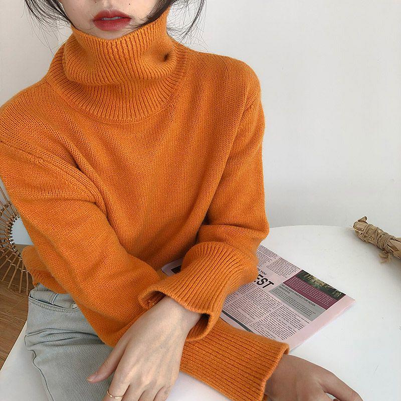 Свитер с высоким воротником, женский осенне-зимний новый свободный крой, антикварный японский стиль, ленивая ретро, ​​внутренняя многослойная вязаная нижняя рубашка