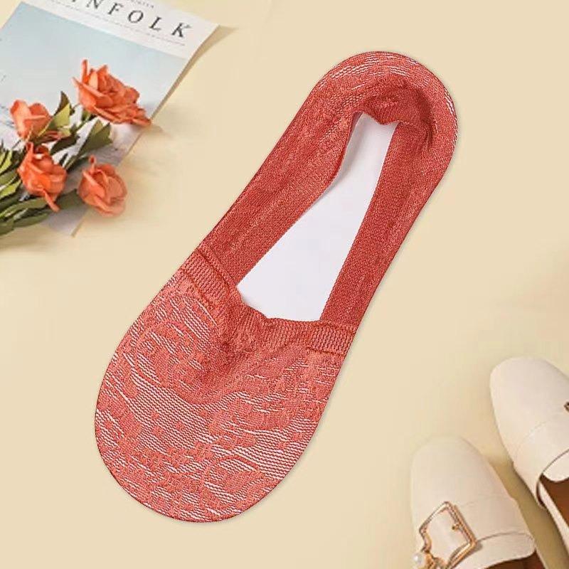 Летние кружевные короткие носки с цветочным принтом, невидимые женские носки с низким вырезом