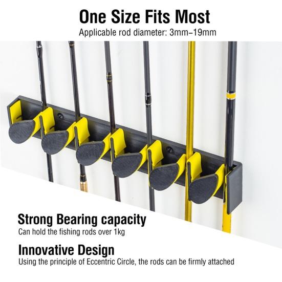 Wall Mount Fishing Rod Holder Adjustable Heavy Duty Vertical 3 To 19MM Fishing