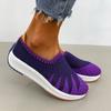 Rimocy Spring Autumn Flat Platform Shoes For Women Breathable Mesh Slip On Flats Woman Striped Knitted Casual Shoes Plus Size 43