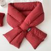 Windproof Cross Feather Shawl Korean Style Down Neck Scarf Casual Cotton Padded Scarf  Hiking