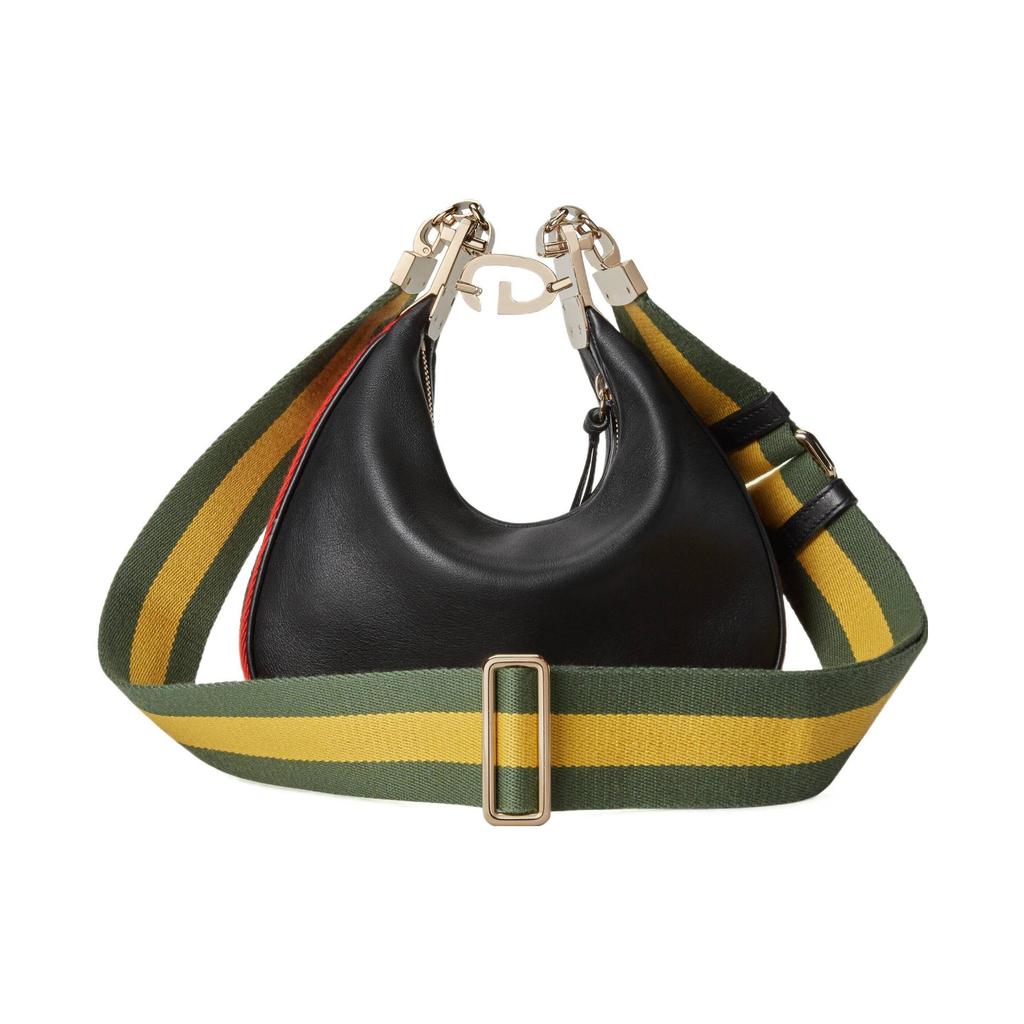 Gucci Attache Removable Web Shoulder Strap Leather Crossbody Bag Women Bags Black 699409-UXWBG-1037