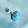 Larimar Gemstone 925 Sterling Silver Plated Oval Pendant Jewelry NST-J2H25201