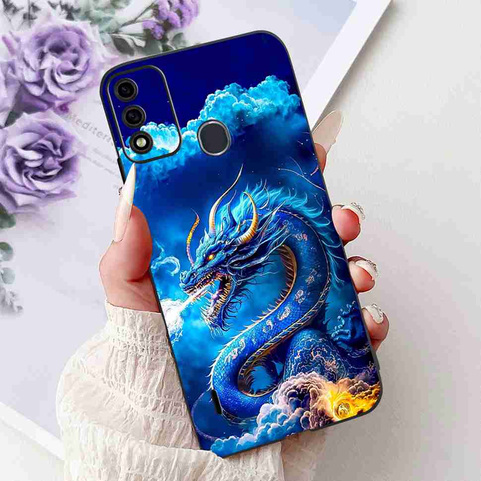 For Itel A48 6.1" Case Fashion Painting Soft Silicone TPU Black Cover For ITEL A48 itel a48 Popular Design Flowers Phone Cases