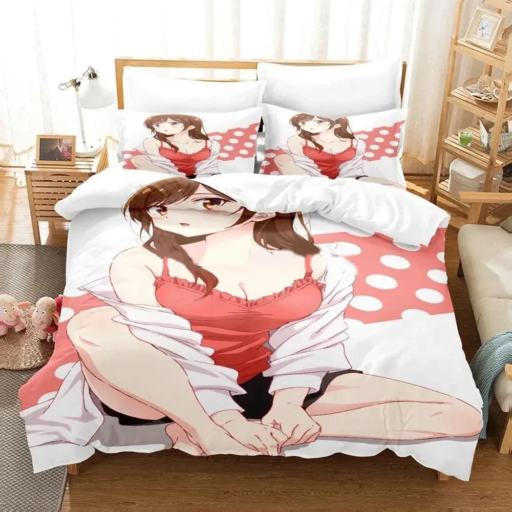 Anime Rent-A-Girlfriend Chizuru Bedding Set Boys Girls Twin Queen Size Duvet Cover Pillowcase Bed Kids Adult Home Textile