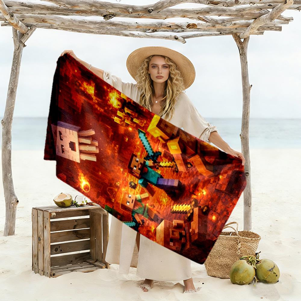 Minecraft Beach Towel Super Soft Microfiber Quickdry Fabric Comfortable Lightweight Perfect for Traveling Yoga Camping and Swimming