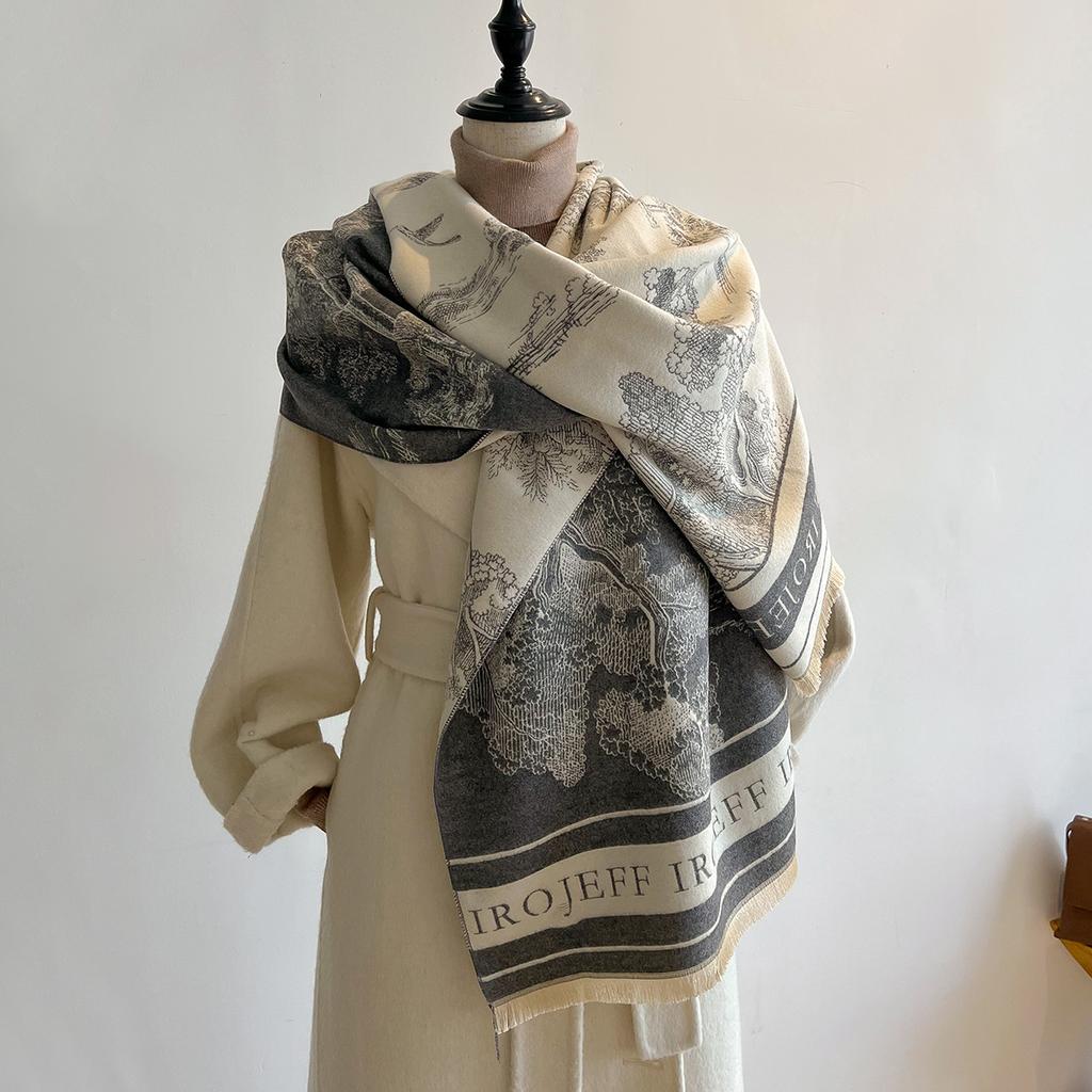 Популярная шаль на осень и зиму, уличный женский шарф, офисное одеяло, кашемировый шарф с бахромой, теплый шарф, прямая трансляция