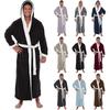 Men's Winter Lengthened Plush Shawl Bathrobe Home Clothes Long Sleeved Robe Coat