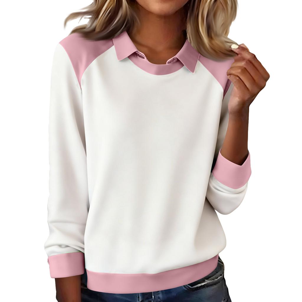 Women's Fashion Long-Sleeve Pullover Solid Color Top