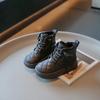 Детские короткие ботинки Теплые ботинки для снега для мальчиков и девочек с мехом Однотонные Универсальные 2024 Зима Новые детские модные ботинки с боковой молнией