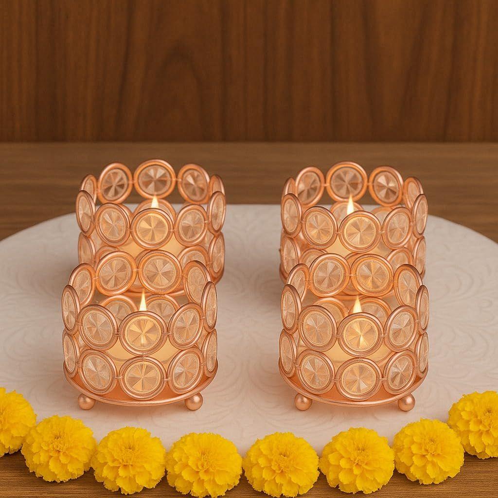 Iorn Art Ware Crystal Tealight Candle Holder Votives Bowl for Home Decor, Christams Diya Diwali Decor Lights Centerpieces
