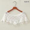 White Elegant Knit Dress Lace Crochet Shawl Wraps Bridal Hollow Out Cover Up Women Summer Sun Protection False Collar Cape