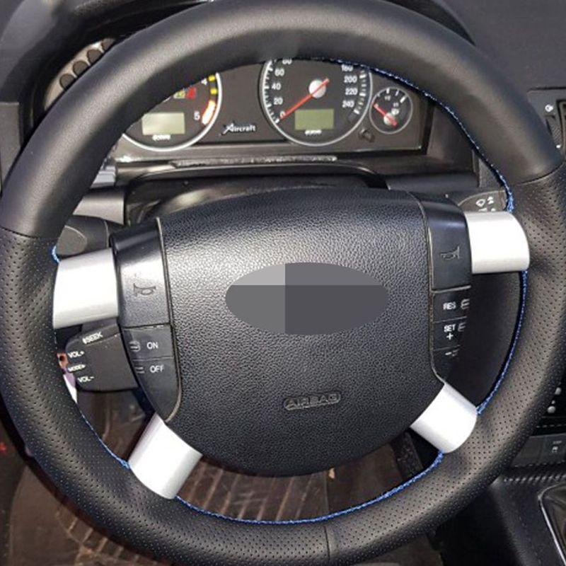 Сделай сам Черная искусственная кожа Ручная прошивка Обтяжка руля автомобиля для Ford Mondeo Mk3 2002 2003 2004 2005 2006