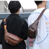 Большая вместительная кожаная сумка мужская поясная сумка сумка через плечо PU водонепроницаемая нагрудная сумка для сбора денег на открытом воздухе спорт