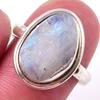 Natural Rainbow Moon Stone Gemstone Handmade 925 Sterling Silver Ring S.7 A7J80