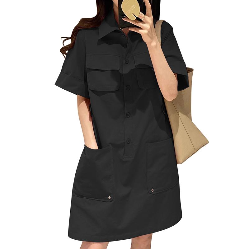 ZANZEA Женское повседневное платье-рубашка с отложным воротником и коротким рукавом