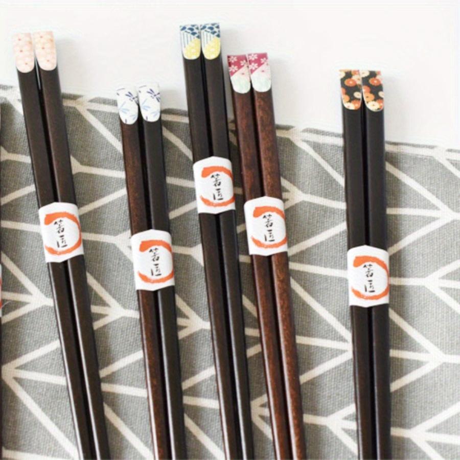 1 Pairs Japanese Flower Pattern Pointed Chopsticks Smooth Wax-free Wood Polka Dot Chopsticks Chinese Family Restaurant Banquet Use Serving Chopsticks