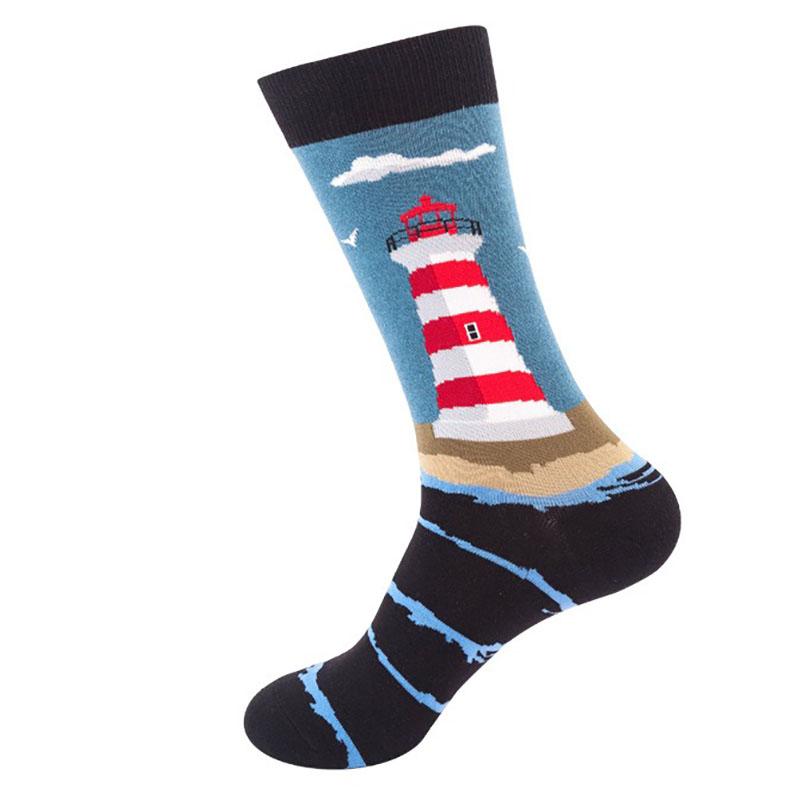 1 пара новых модных повседневных носков Happy для мужчин, женские носки средней длины в стиле хип-хоп с ромбическими точками