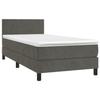Sommier tapissier avec matelas - 90x190cm - Tête de lit réglable - Bande LED colorée - Velours gris foncé