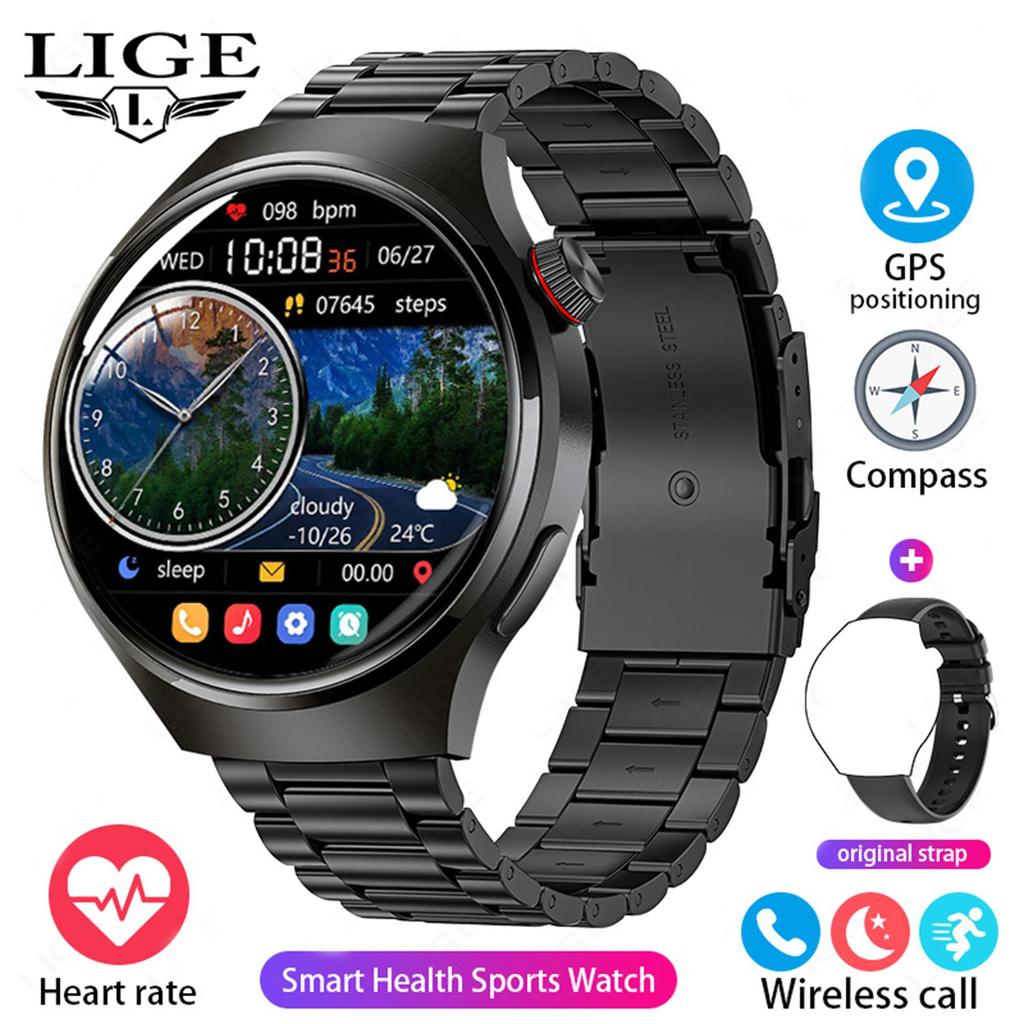 LIGE GT4 Original Smart Watch HD Full Touch Screen Multi-function Bluetooth Call Health Monitoring Sports Fitness Smart Bracelet Waterproof Men Watch