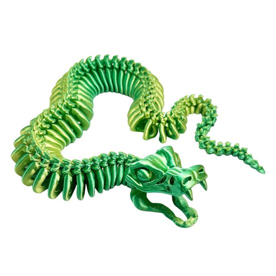 3D Printed Skeleton Snake Figurine Movable Joints Skeleton Snake Figure Articulated Animal Model Toy Home Office Bookshelf Desktop Decoration Ornament
