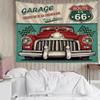 LB Гобелен Стильный настенный декор Пейзаж Американский ретро-стиль Американский флаг Красный грузовик Винтажный стиль Интерьер автомобиля Многофункциональное украшение для дома