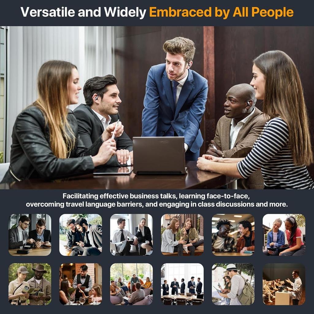 Наушники для перевода с ИИ 144 языка и акцента Наушники-переводчики 4 в 1 Наушники с ИИ Bluetooth 5.4 Поддержка воспроизведения музыки Телефонные звонки