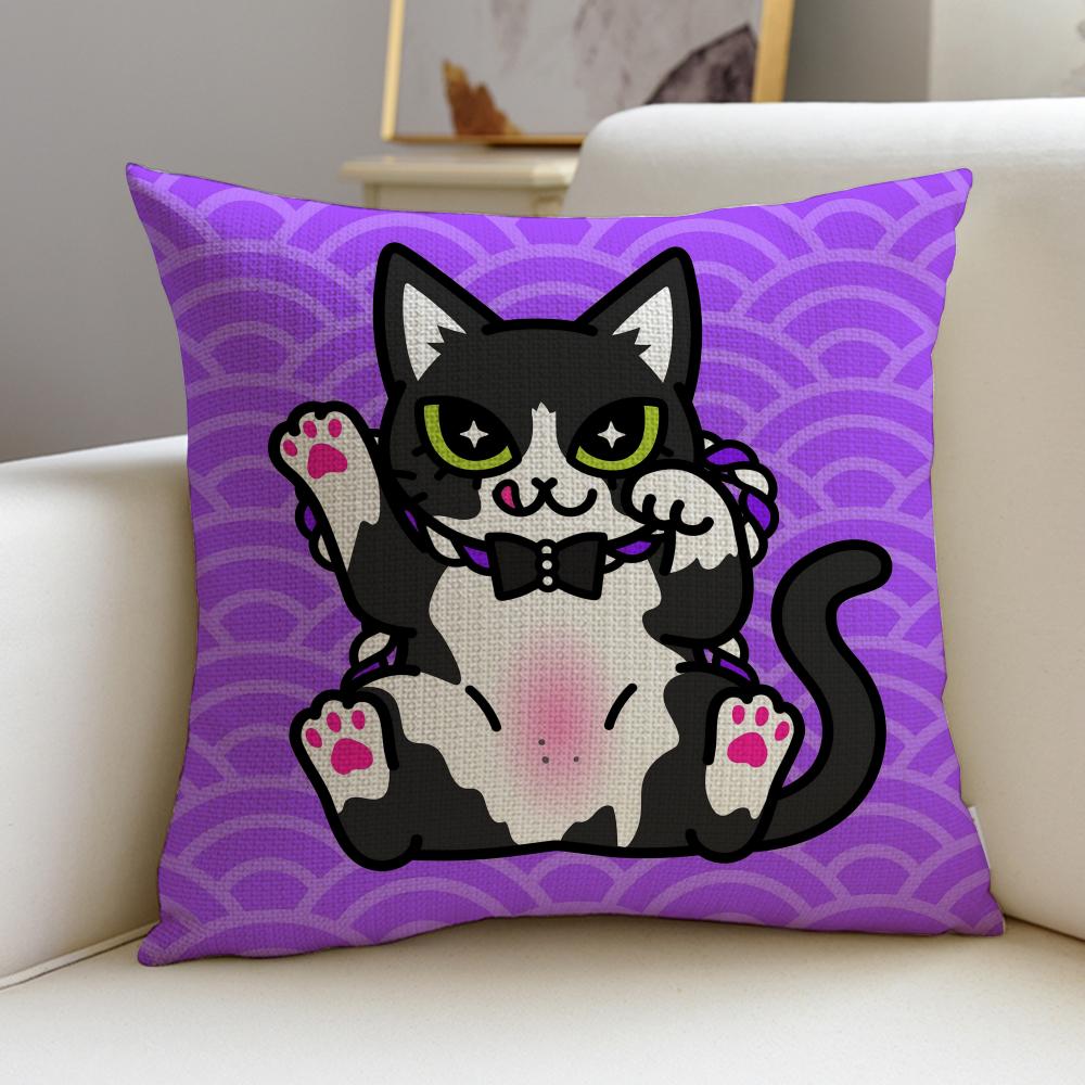 Auspicious FFortune Cat PopS Cushion Cover Pcs Linen Throw Pillow Covers x x Modern Home Decor