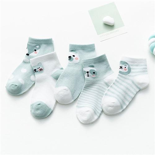 Lawadka 5Pairs/pack Baby Boy Girls Socks Newborn Cotton Girl Socks Summer Mesh Thin Toddler Cartoon Infant Socks for Girls 0-24M