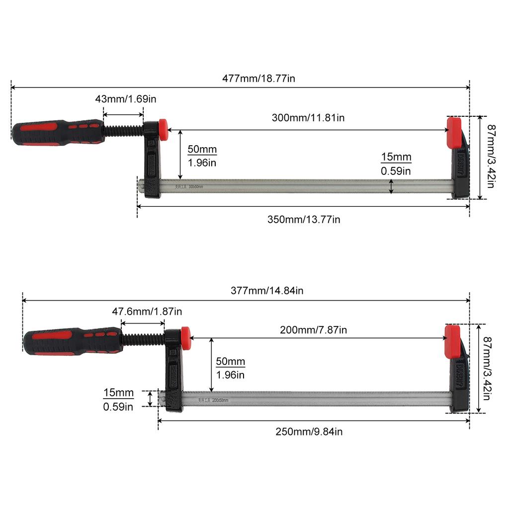 2pcs/set 8 12 Inch German F Shape Steel Bar Clamps for Carpenter Woodworking Heavy Cast Iron F Clamps Clip DIY Hand Tools