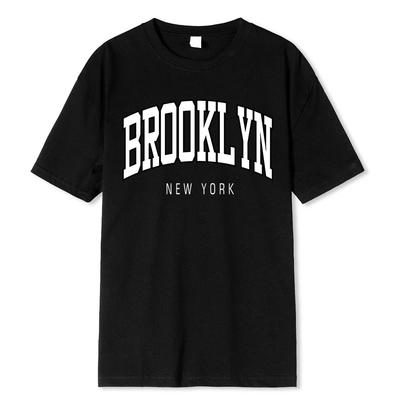 Мужские футболки с принтом Brooklyn New York, летние, 100% хлопок, толстовки, дышащая свободная одежда, хип-хоп, круглый вырез