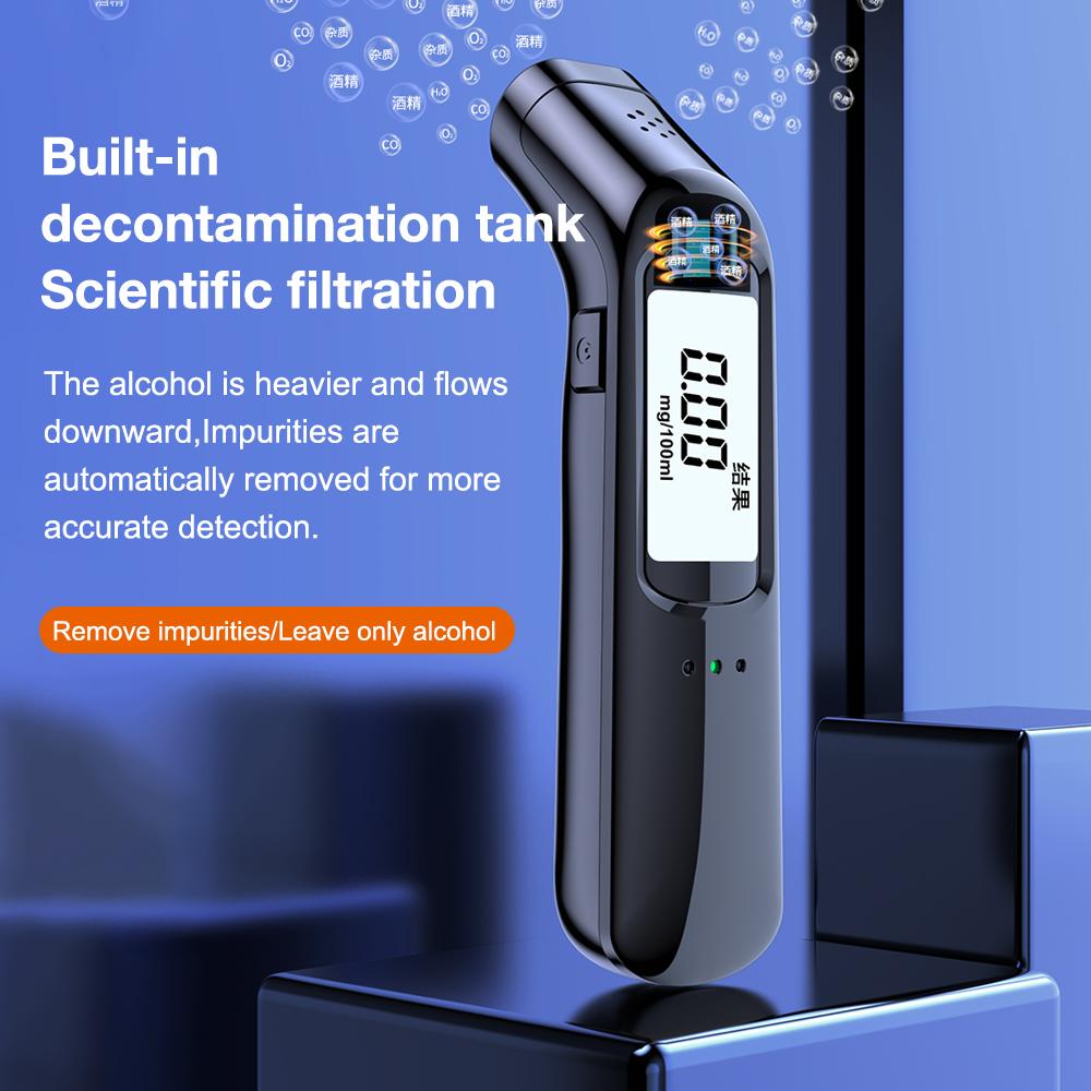 Бесконтактный алкотестер ЖК-дисплей Детектор алкоголя в выдыхаемом воздухе Портативный алкотестер Полицейский алкотектор Инструмент для проверки на алкогольное опьянение