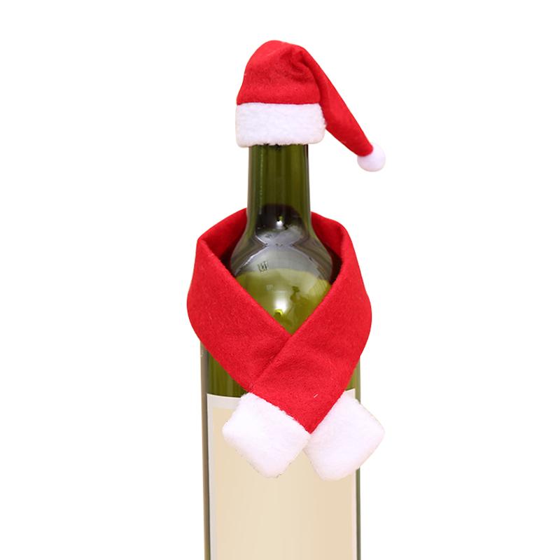 2 шт./набор рождественских украшений для бутылок вина, украшения для бутылок Санта-Клауса со шляпами, рождественские чехлы для бутылок вина, украшения стола