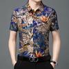 Summer Shirt New Style Middle-aged Men's Short-sleeved Printed Lapel Men's Fashionable Casual Shirt Clothes