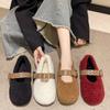 2024 Designer Spring Autumn Women Warm Fur Shoes Fashion Shallow Slip On Ladies Flats Shoes Round Toe Women's Mary Jane Shoes