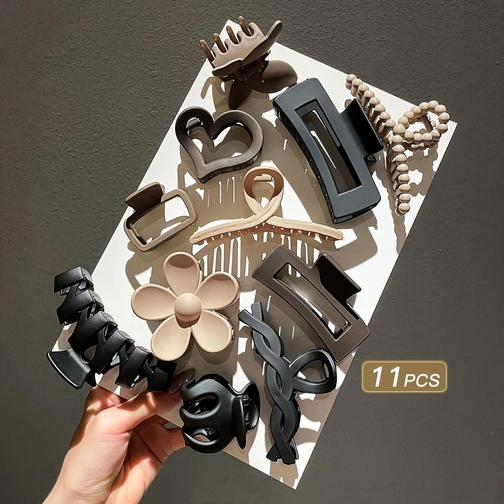 11pcs High-quality Matte Shark Clip Back Hair Accessories for Elegant Hair Styling and Headwear