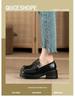 Women's Thick-Soled Leather Loafers: Height-Enhancing, Platform Sole, Round Toe, Daily JK Retro British Style, Korean Version, Waterproof.