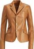 TAN Women Genuine Lambskin Leather Blazer Handmade Formal Party Designer Elegant