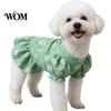 Loose Fit Pet Clothes Green Dog Princess Dress, Floral Ruffled Puff Sleeve Cute Easy to Wear Dress Girl Puppy for Small Dogs Summer Female Outfit