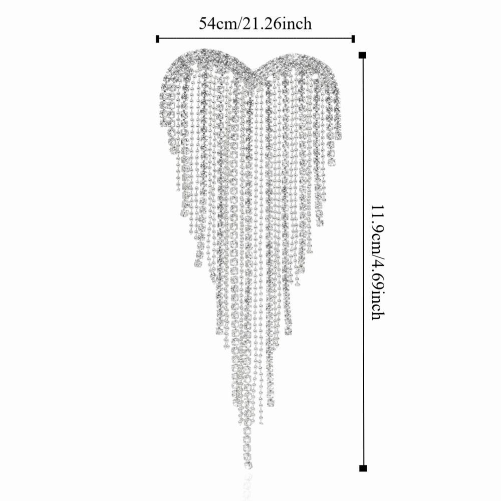 Shiny Rhinestone Heart Pin Trendy Casual Lapel Pins Exquisite Tassel Love Brooches Party