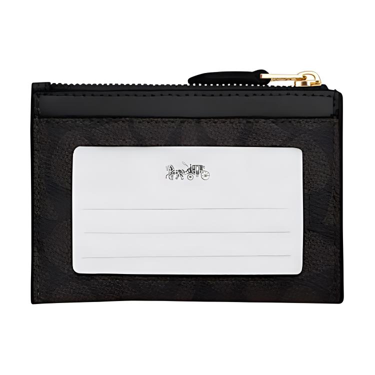 New COACH Skinny Id Case Artificial Leather With Plastic Card Holder Mini Women's Walnut & Black CW870-IMXAQ