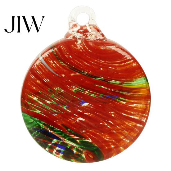 Outdoor Hanging Ornament for Garden Hand-Blown Glass Round Disc Ornament, Christmas Tree Decoration with Atmospheric Decor Patio Hemp Rope