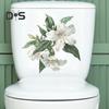 White Lily Leaves Toilet Sticker Removable Self-adhesive Waterproof PVC Living Room Wall Art Floral Bathroom Toilet Lid Decoration Decal