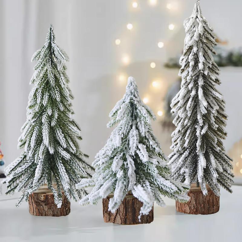 1PC Mini Snowy Christmas Tree Falling Snow Christmas Tree Desktop PE Christmas Tree PE Snowy Xmas Ornament