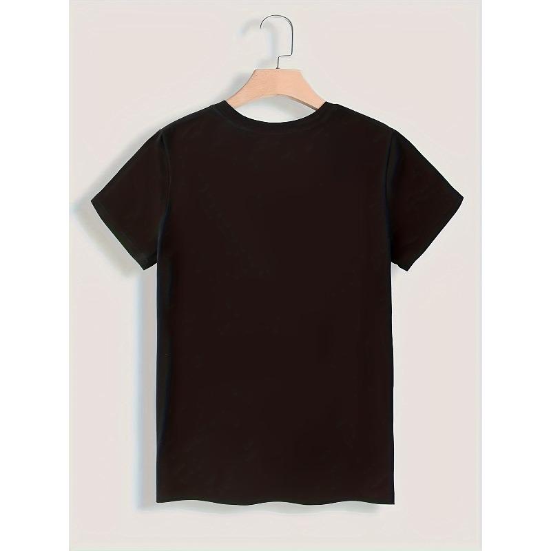 Basketball Pattern Crew Neck T-Shirt, Casual Short Sleeve T-Shirt, Women's Clothing