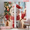2pcs,2D Plane Printing Curtain Fabric Cute Snowman Christmas Festive Season (4) Versatile 100% Polyester (without Rod) Art Deco