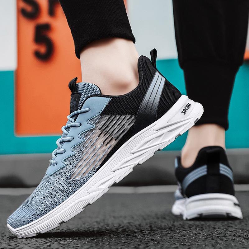 Fashion Blue Black Casual Sport Shoes Light Sneakers Men Outdoor Breathable Mesh Black Running Shoes Athletic Jogging Tennis Shoes